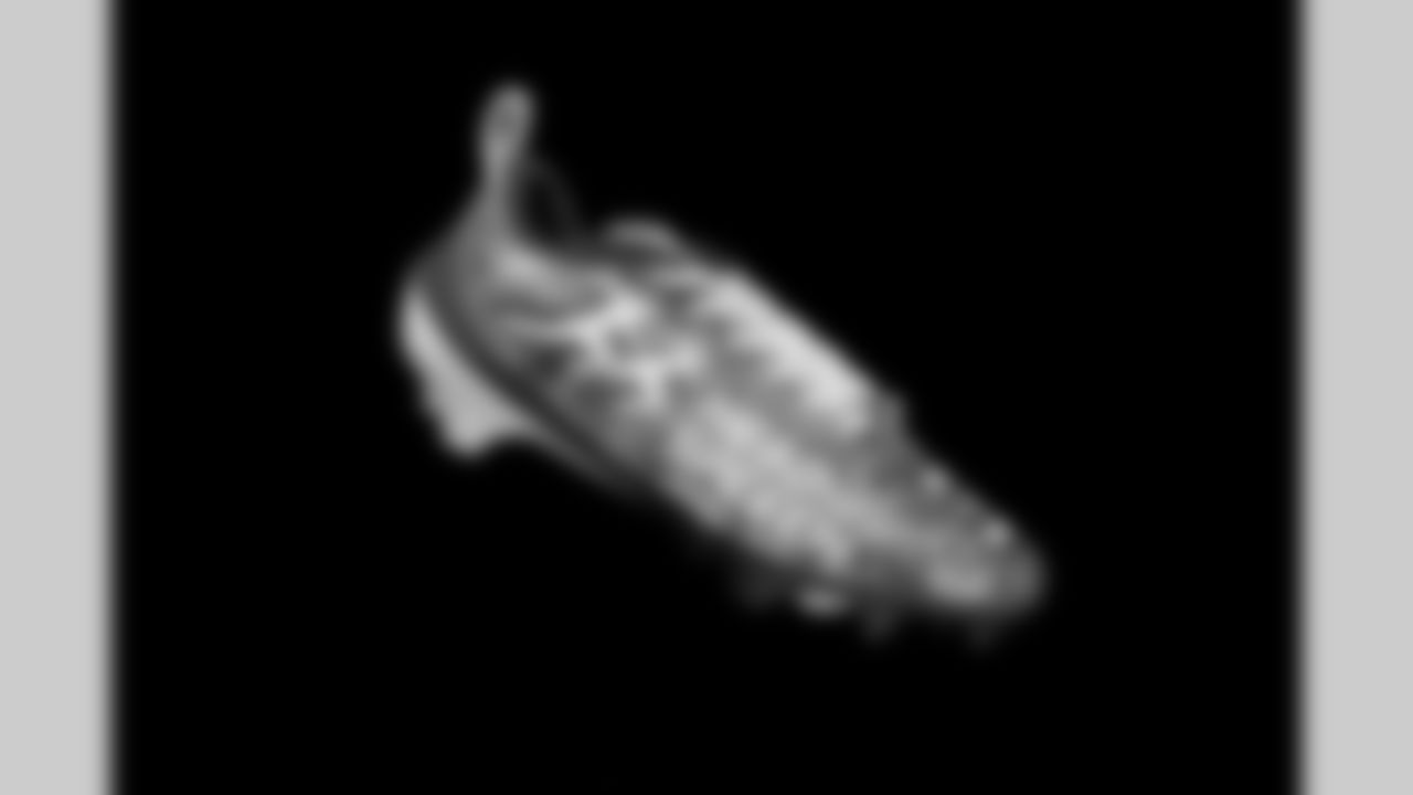 Cleats belonging to Detroit Lions cornerback Khalil Dorsey (30) photographed at the Meijer Performance Center on Nov. 12, 2025 in Allen Park, Mich. (Jeff Nguyen/Detroit Lions)