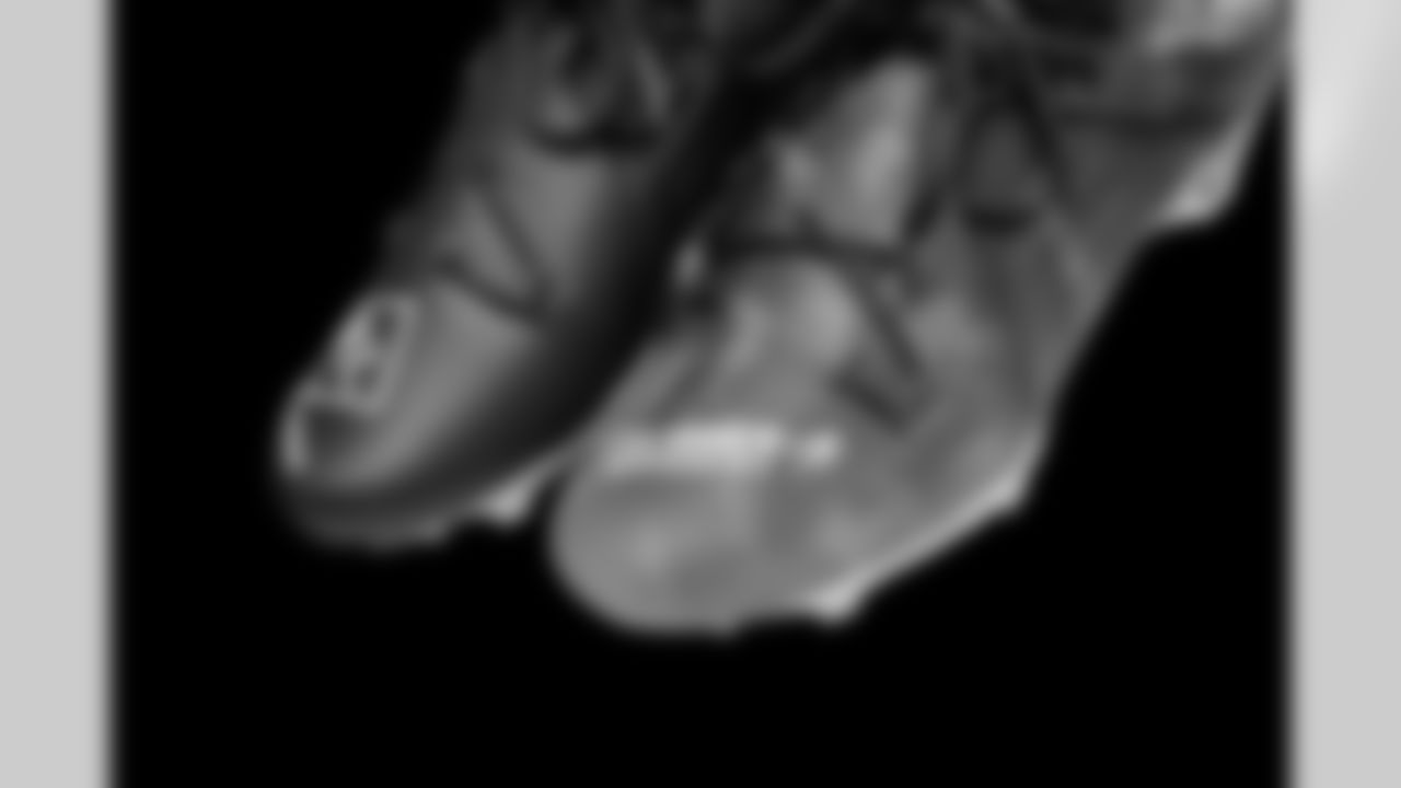 Cleats belonging to Detroit Lions defensive lineman Roy Lopez (51) photographed at the Meijer Performance Center on Nov. 12, 2025 in Allen Park, Mich. (Jeff Nguyen/Detroit Lions)