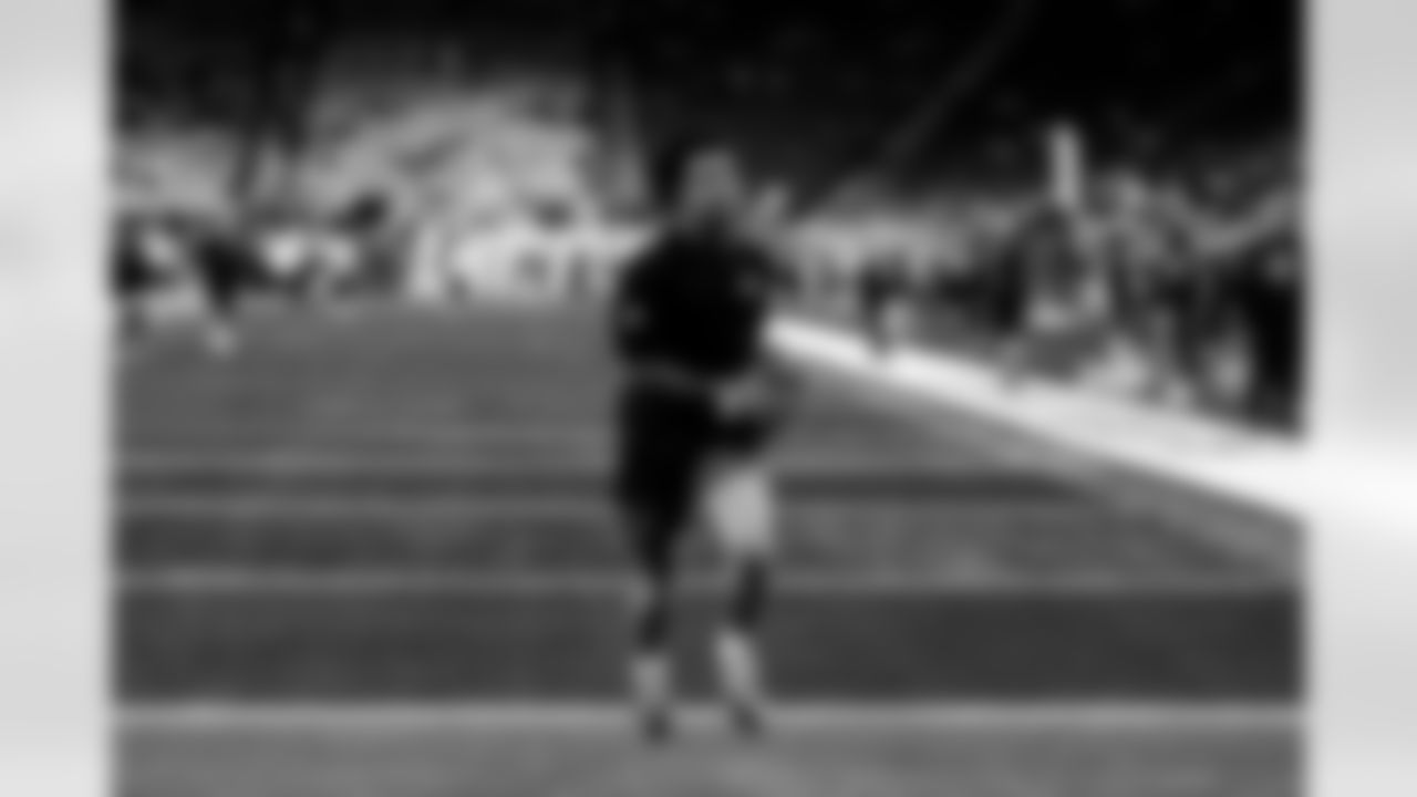 Detroit Lions wide receiver Jameson Williams (1) before an NFL football game against the Pittsburgh Steelers on Sunday, Dec. 21, 2025 in Detroit. (Jeff Nguyen/Detroit Lions via AP)