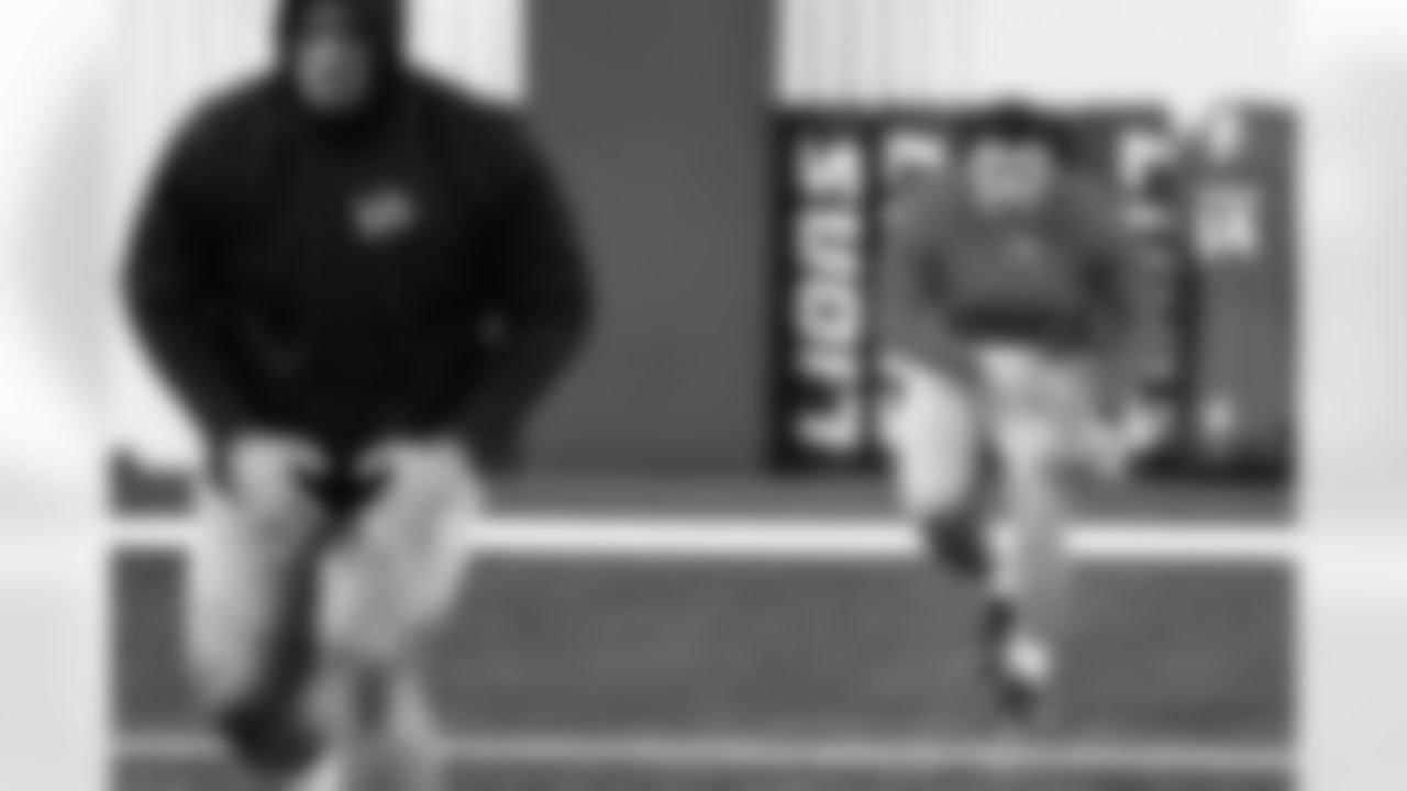 Detroit Lions offensive lineman Christian Mahogany (73) during offseason workouts at the Meijer Performance Center on April 23, 2025 in Allen Park, Mich. (Jeff Nguyen/Detroit Lions)