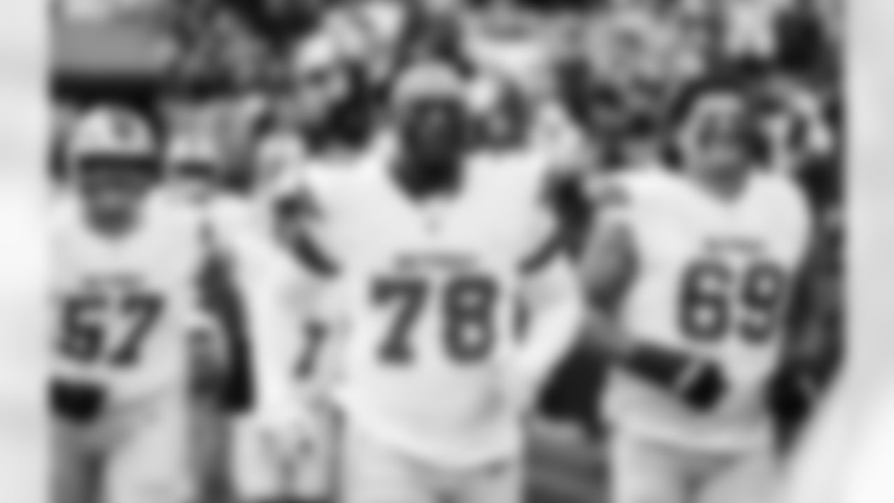 Detroit Lions defensive lineman Tyler Lacy (78) before an NFL football game against the Washington Commanders on Sunday, Nov. 9, 2025 in Landover, Md. (Jeff Nguyen/Detroit Lions via AP)