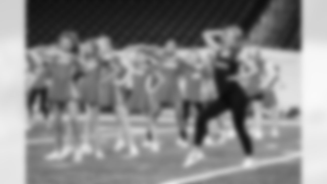 Participants during the junior cheer clinic at Ford Field on Dec. 7, 2025 in Detroit. (Mike Ferdinande/Detroit Lions)