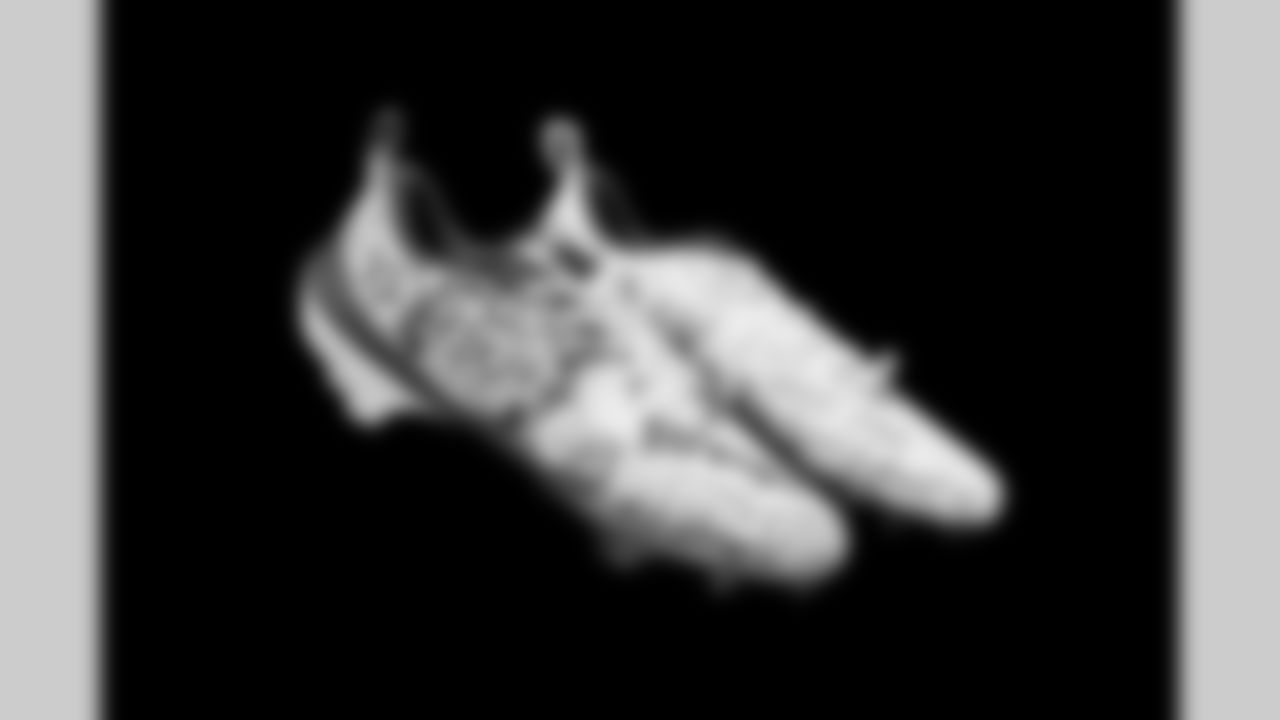 Cleats belonging to Detroit Lions safety Thomas Harper (12) photographed at the Meijer Performance Center on Nov. 12, 2025 in Allen Park, Mich. (Jeff Nguyen/Detroit Lions)