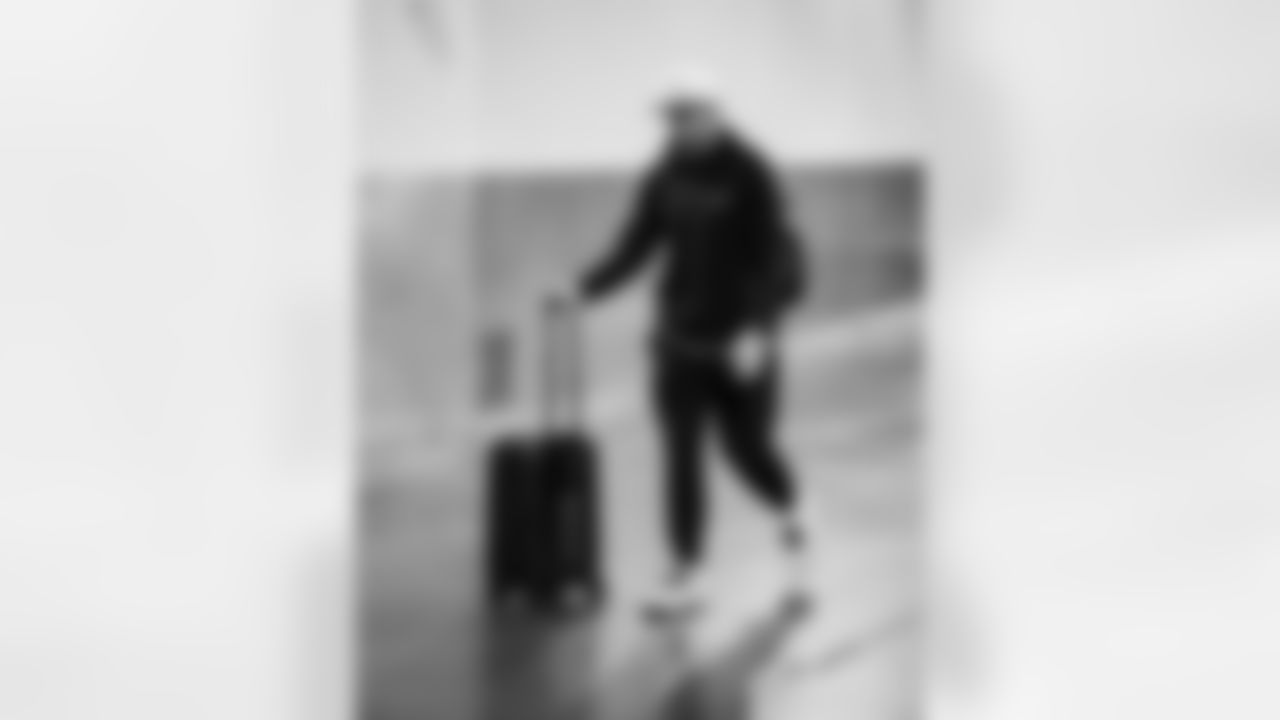 Detroit Lions punter Jack Fox (3) arrives to an NFL football game against the Los Angeles Rams on Sunday, Dec. 14, 2025 in Inglewood, Calif. (Jeff Nguyen/Detroit Lions via AP)