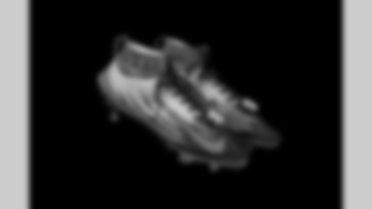 Cleats belonging to Detroit Lions linebacker Derrick Barnes (55) photographed at the Meijer Performance Center on Nov. 12, 2025 in Allen Park, Mich. (Jeff Nguyen/Detroit Lions)