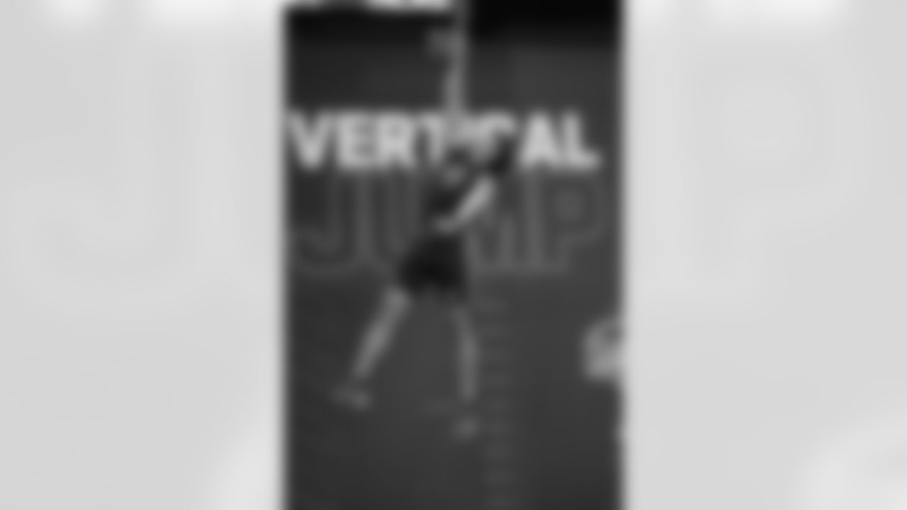 Clemson wide receiver Antonio Williams (45) runs a drill at the NFL football scouting combine in Indianapolis, Saturday, Feb. 28, 2026. (AP Photo/Julio Cortez)