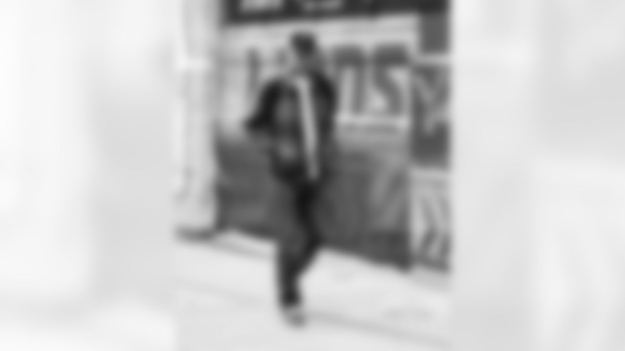 Detroit Lions quarterback Jared Goff (16) arrives to an NFL football game against the Pittsburgh Steelers on Sunday, Dec. 21, 2025 in Detroit. (Jeff Nguyen/Detroit Lions via AP)