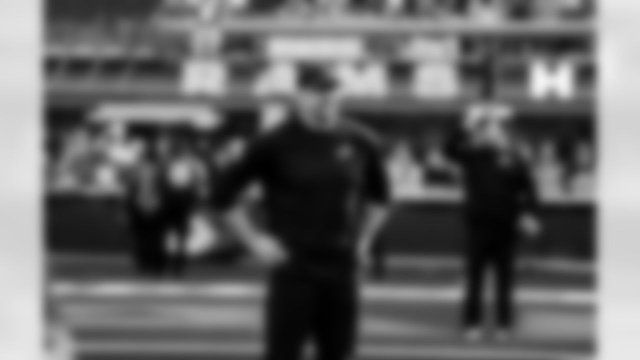 Detroit Lions head coach Dan Campbell before an NFL football game against the Los Angeles Rams on Sunday, Dec. 14, 2025 in Inglewood, Calif. (Jeff Nguyen/Detroit Lions via AP)