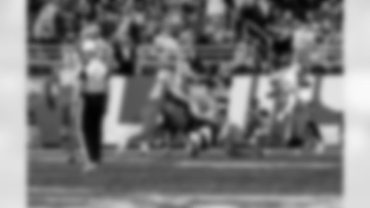 Detroit Lions linebacker Jack Campbell (46) and Detroit Lions safety Thomas Harper (12) during an NFL football game against the Pittsburgh Steelers on Sunday, Dec. 21, 2025 in Detroit. (Jeff Nguyen/Detroit Lions via AP)