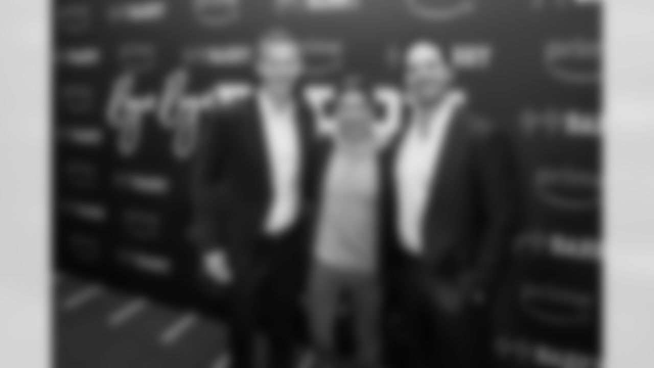 Prime Video Head of Original sports content Matt Newman, Amazon Global Head of Sports Jay Marine and Amazon Sports Principal of Unscripted Creative Noah Malale during the Bye Bye Barry premiere at the Fox Theater in Detroit, MI on November 17, 2023. (Jeff Nguyen/Detroit Lions)