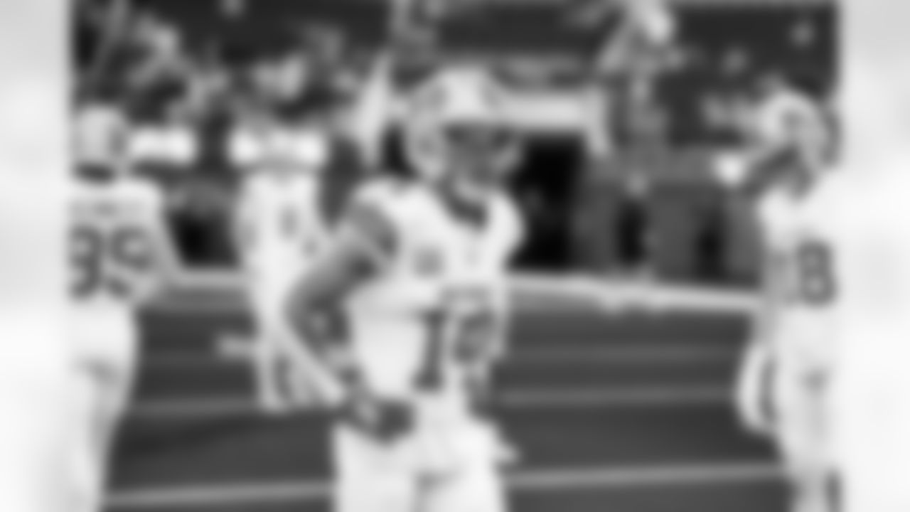 Detroit Lions wide receiver Amon-Ra St. Brown (14) before an NFL football game against the Los Angeles Rams on Sunday, Dec. 14, 2025 in Inglewood, Calif. (Jeff Nguyen/Detroit Lions via AP)