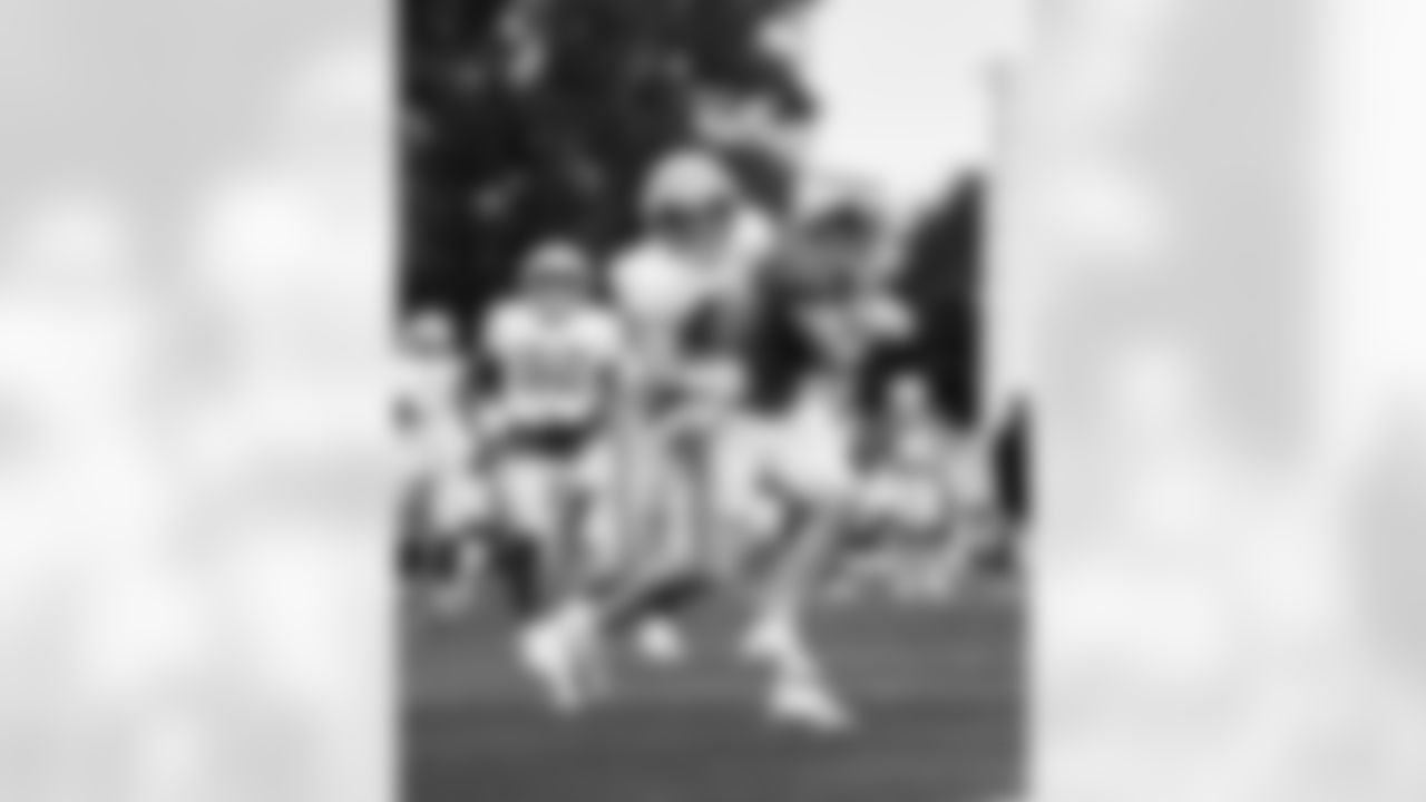 Detroit Lions linebacker Jack Campbell (46), Detroit Lions tight end Sam LaPorta (87) during training camp at the Meijer Performance Center in Allen Park, MI on July 30, 2024. (Jeff Nguyen/Detroit Lions)