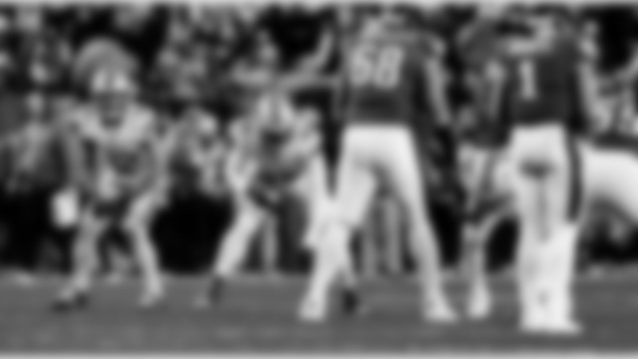 Detroit Lions defensive back Brian Branch (32), Detroit Lions defensive lineman Tyrus Wheat (99), and Detroit Lions edge rusher Al-Quadin Muhammad (96) during an NFL football game against the Philadelphia Eagles on Sunday, Nov. 16, 2025 in Philadelphia. (Jeff Nguyen/Detroit Lions via AP)