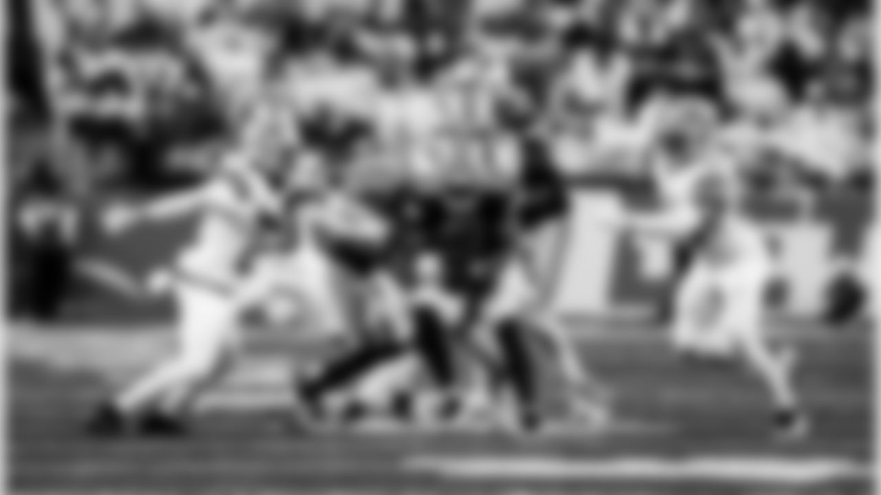 Detroit Lions cornerback Amik Robertson (21)1, Detroit Lions linebacker Jack Campbell (46), Detroit Lions defensive lineman Alim McNeill (54), and Detroit Lions linebacker Derrick Barnes (55) during an NFL football game against the Dallas Cowboys on Thursday, Dec. 4, 2025 in Detroit. (Jeff Nguyen/Detroit Lions via AP)