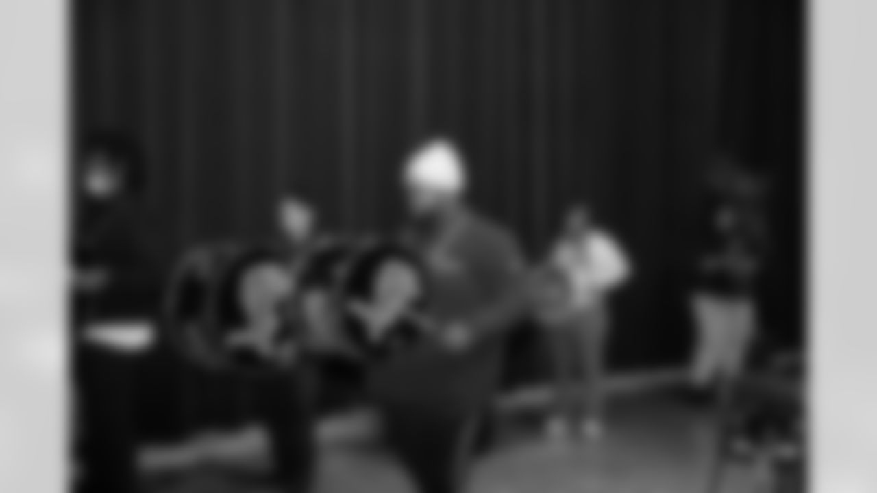 Members of Detroit Lions Honolulu Boom and students during a Count Day activation event at Detroit Lions Academy on Feb. 11, 2026 in Detroit. (Carl Jones II/Detroit Lions)