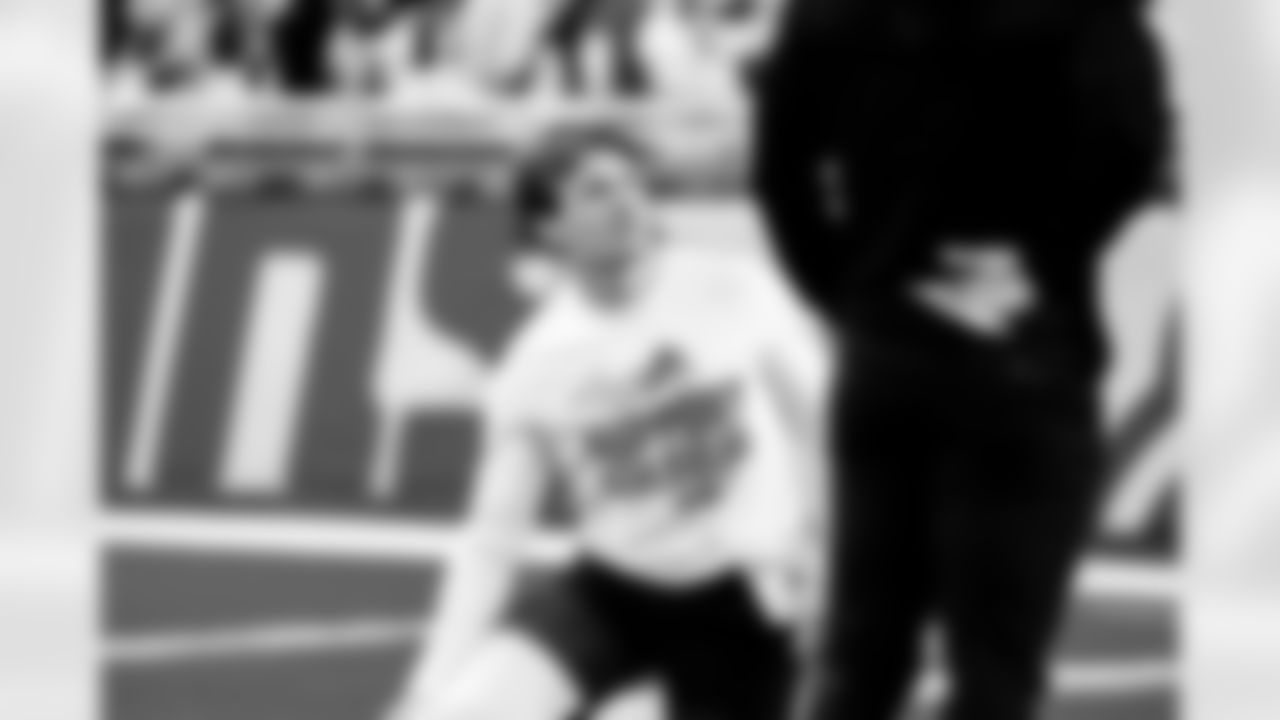 Detroit Lions wide receiver Tom Kennedy (85) before an NFL football game against the Dallas Cowboys on Thursday, Dec. 4, 2025 in Detroit. (Jeff Nguyen/Detroit Lions via AP)