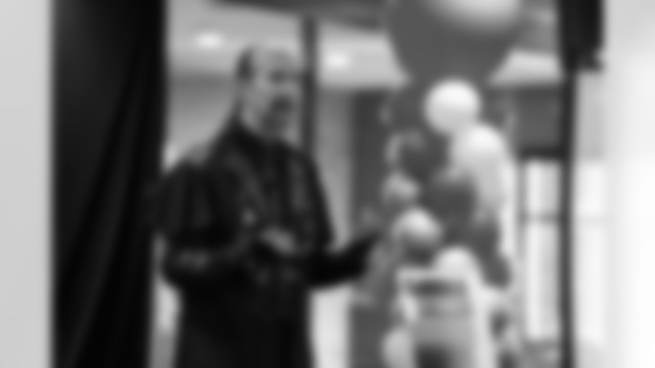 Author Jonathan Rand talking to the students during the One Pride Literacy Fest at Ford Field on Oct. 28, 2025 in Detroit. (Steven Stark/Detroit Lions)