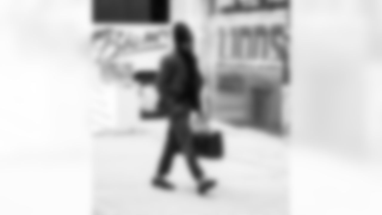 Detroit Lions safety Thomas Harper (12) arrives to an NFL football game against the Pittsburgh Steelers on Sunday, Dec. 21, 2025 in Detroit. (Jeff Nguyen/Detroit Lions via AP)