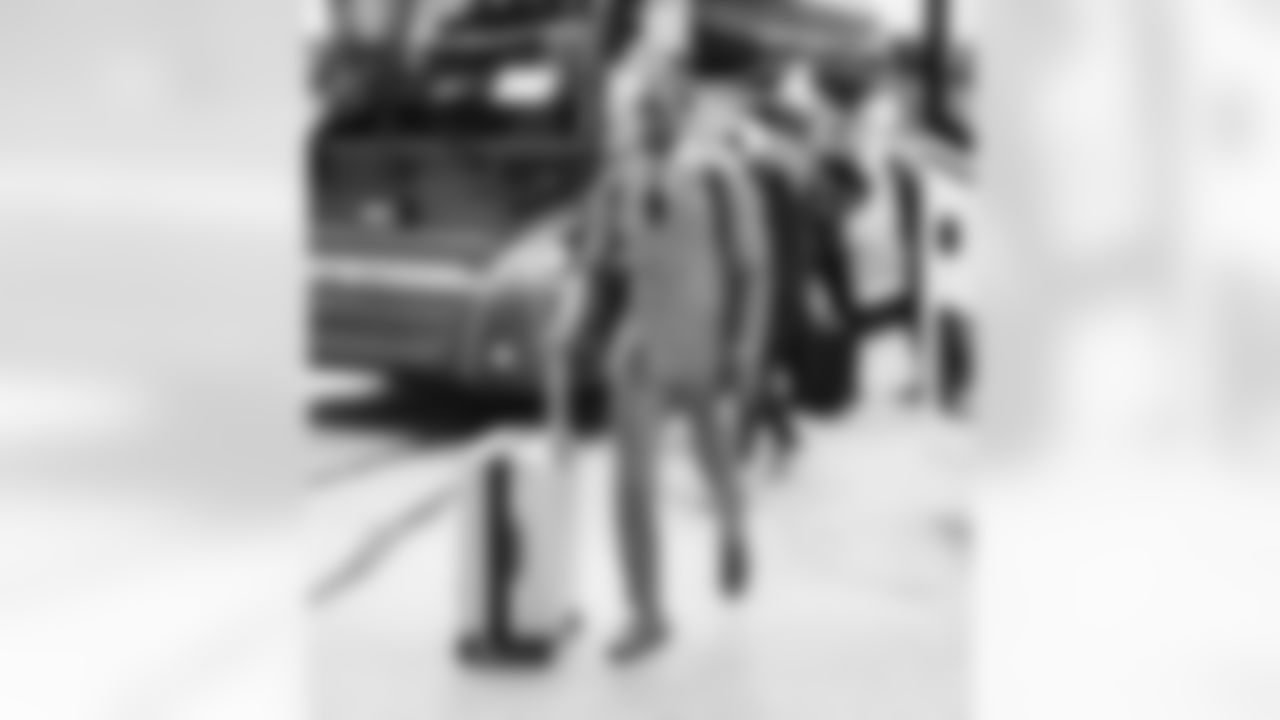 Detroit Lions cornerback Terrion Arnold (6) arrives to an NFL football game against the Green Bay Packers on Sunday, Sept. 7, 2025, in Green Bay, Wis. (Jeff Nguyen/Detroit Lions via AP)