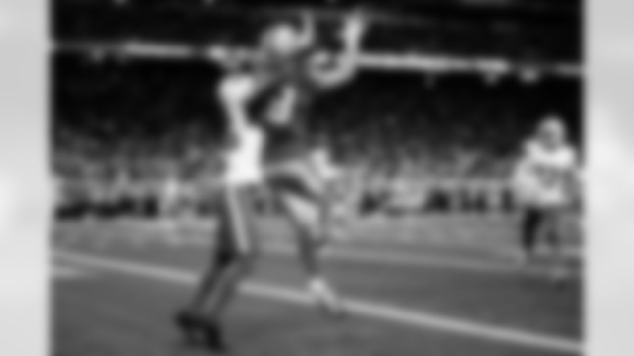 Detroit Lions wide receiver Isaac TeSlaa (18) scores a touchdown during an NFL football game against the Miami Dolphins, Saturday, August 16 in Detroit. (Jeff Nguyen/Detroit Lions via AP)