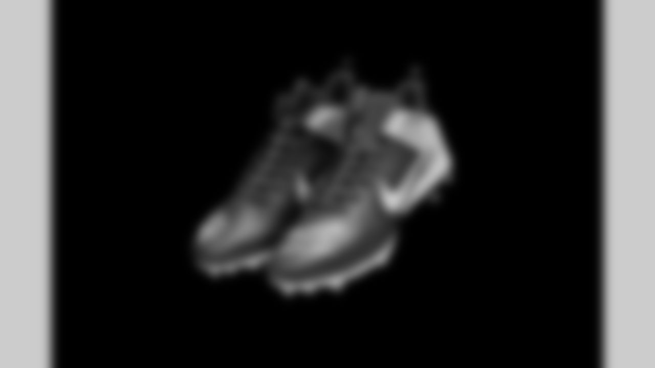 Cleats belonging to Detroit Lions defensive lineman Levi Onwuzurike photographed at the Meijer Performance Center on Nov. 12, 2025 in Allen Park, Mich. (Jeff Nguyen/Detroit Lions)