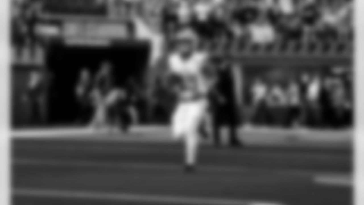 Detroit Lions running back Jacob Saylors (25) before an NFL football game against the Los Angeles Rams on Sunday, Dec. 14, 2025 in Inglewood, Calif. (Jeff Nguyen/Detroit Lions via AP)