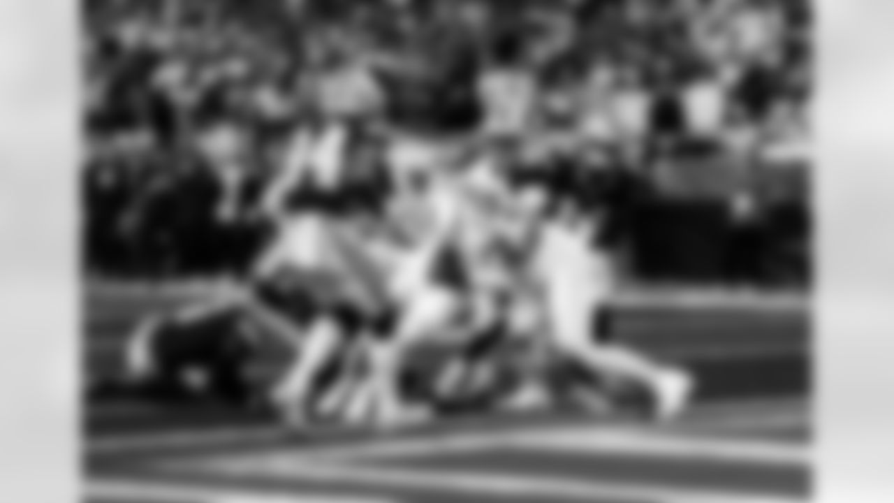 Detroit Lions running back Jahmyr Gibbs (0) scores a touchdown during an NFL football game against the Dallas Cowboys on Thursday, Dec. 4, 2025 in Detroit. (Jeff Nguyen/Detroit Lions via AP)