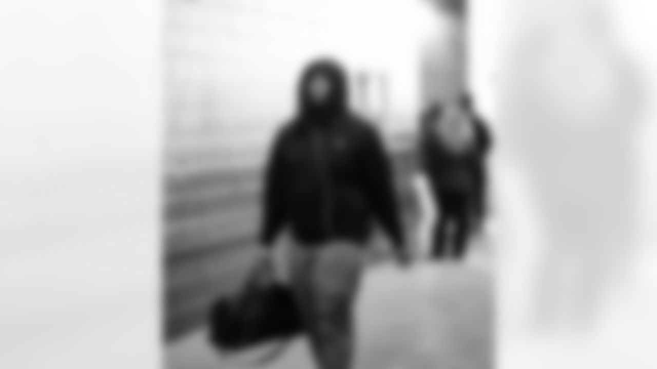 Detroit Lions defensive lineman Tyleik Williams (91) arrives to an NFL football game against the Washington Commanders on Sunday, Nov. 9, 2025 in Landover, Md. (Jeff Nguyen/Detroit Lions via AP)