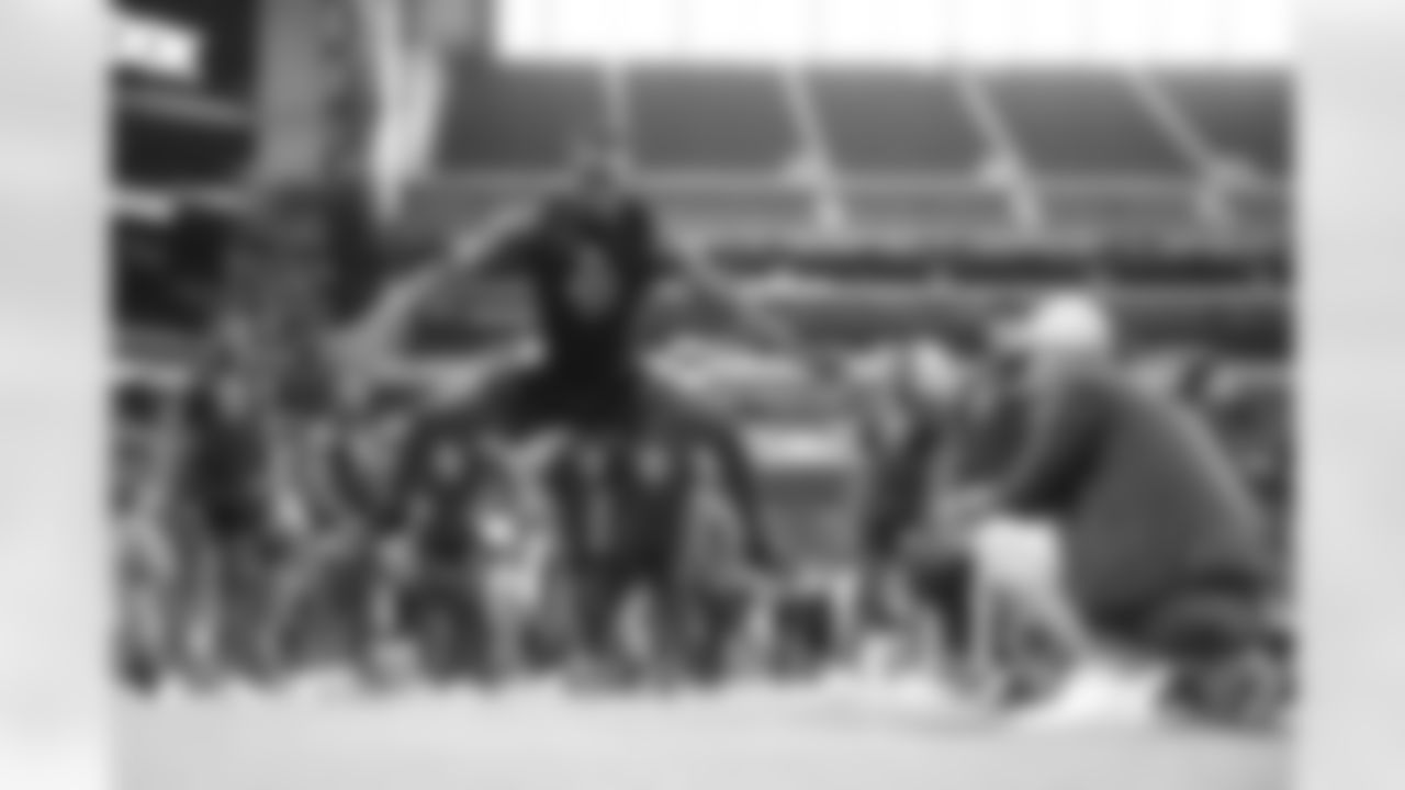 Toledo defensive back Emmanuel McNeil-Warren (40) participates in the Broad Jump at the NFL football scouting combine, Friday, Feb. 27, 2026, in Indianapolis. (Gregory Payan/AP Content Services for NFL)