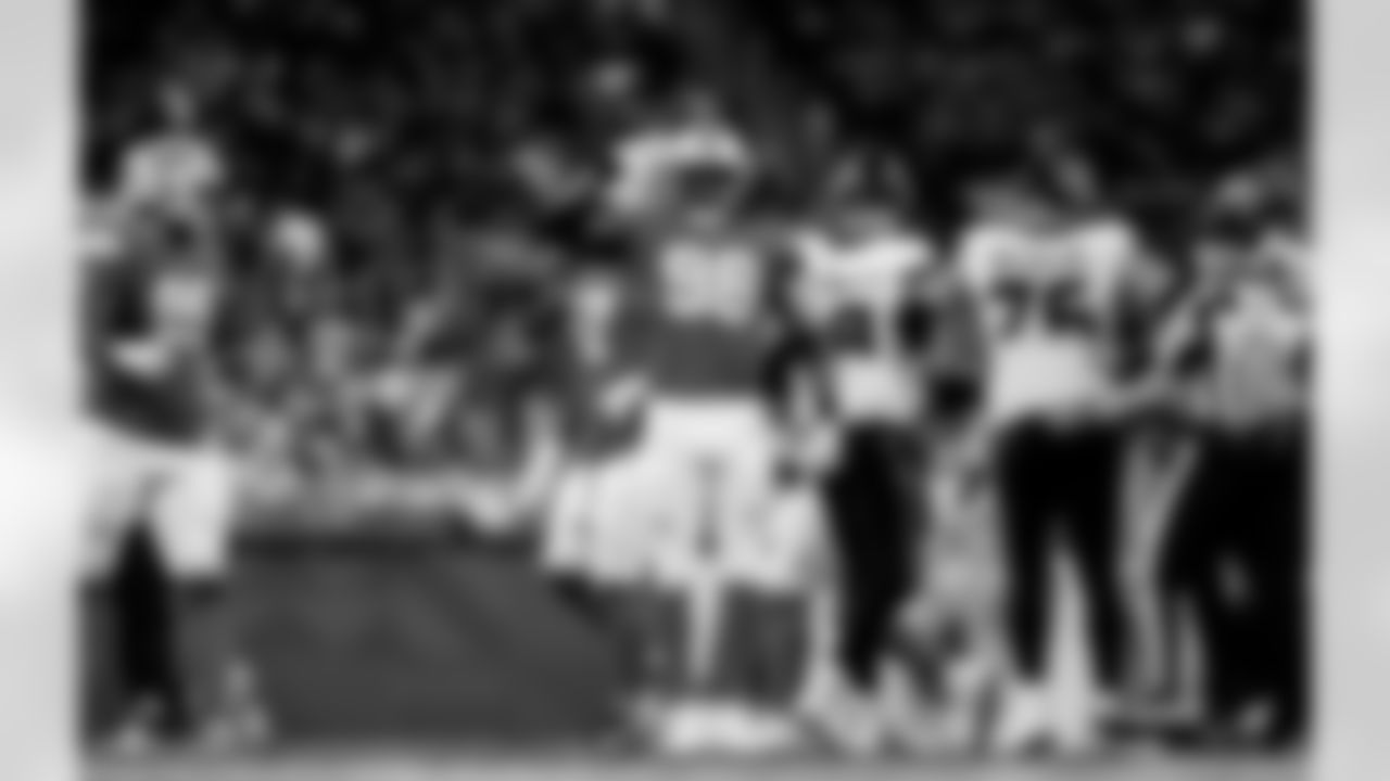 Detroit Lions edge rusher Al-Quadin Muhammad (96) celebrates after a sack during an NFL football game against the Houston Texans on Saturday, Aug. 23, 2025 in Detroit. (Jeff Nguyen/Detroit Lions via AP)