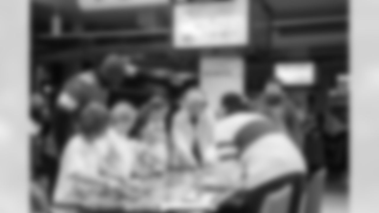 Students from Violet Elementary problem solving with Detroit PBS' Odd Squad and Lions Legend Cyrill Weems (45) during the One Pride Literacy Fest at Ford Field on Oct. 28, 2025 in Detroit. (Steven Stark/Detroit Lions)