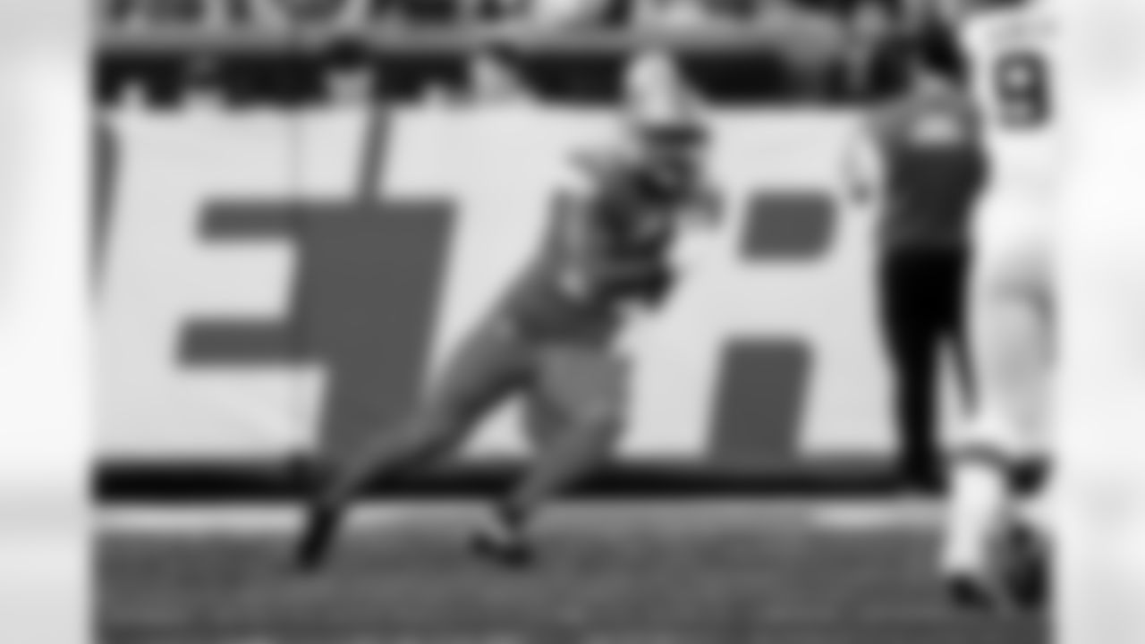 Detroit Lions running back Jacob Saylors (25) runs with the ball during an NFL football game against the Cleveland Browns on Sunday, Sept. 28, 2025 in Detroit. (Jeff Nguyen/Detroit Lions via AP)