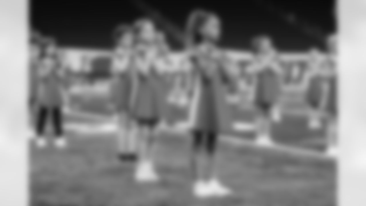 Participants during the junior cheer clinic at Ford Field on Dec. 7, 2025 in Detroit. (Mike Ferdinande/Detroit Lions)