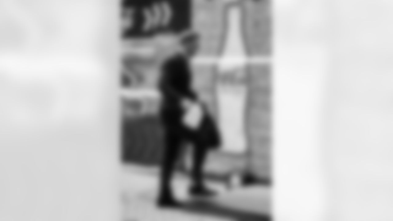 Detroit Lions edge rusher Aidan Hutchinson (97) arrives to an NFL football game against the Green Bay Packers on Thursday, Nov. 27, 2025 in Detroit. (Jeff Nguyen/Detroit Lions via AP)