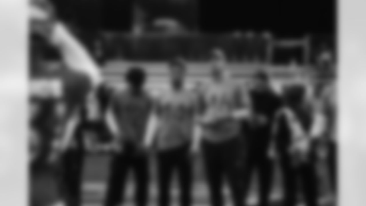 Detroit Lions wide receiver Amon-Ra St. Brown (14) and Detroit Lions quarterback Jared Goff (16) at Pro Bowl Games practice on Feb. 2, 2026 in San Francisco, California. (Stuart Zaas/Detroit Lions)