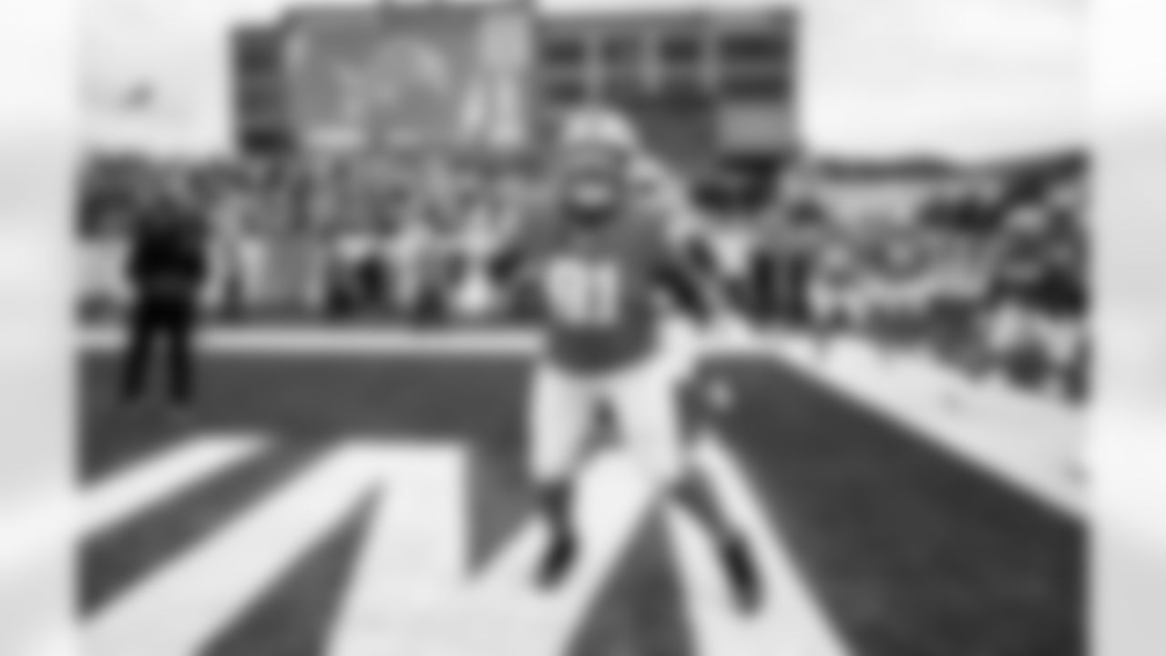 Detroit Lions defensive lineman Tyleik Williams (91) before an NFL football game against the Los Angeles Chargers, Thursday, July 31, 2025, in Canton, Ohio. (Jeff Nguyen/Detroit Lions via AP)