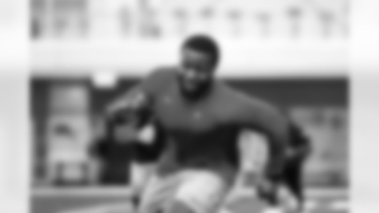 Detroit Lions defensive lineman Isaac Ukwu (45) during offseason workouts at the Meijer Performance Center on May 1, 2025 in Allen Park, Mich. (Jeff Nguyen/Detroit Lions)
