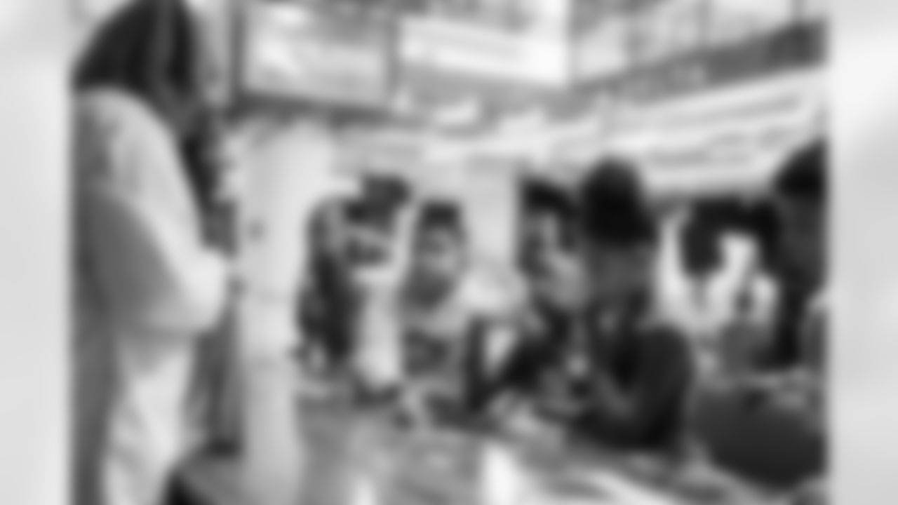 Students problem solving with Detroit PBS' Odd Squad during the One Pride Literacy Fest at Ford Field on Oct. 28, 2025 in Detroit. (Steven Stark/Detroit Lions)