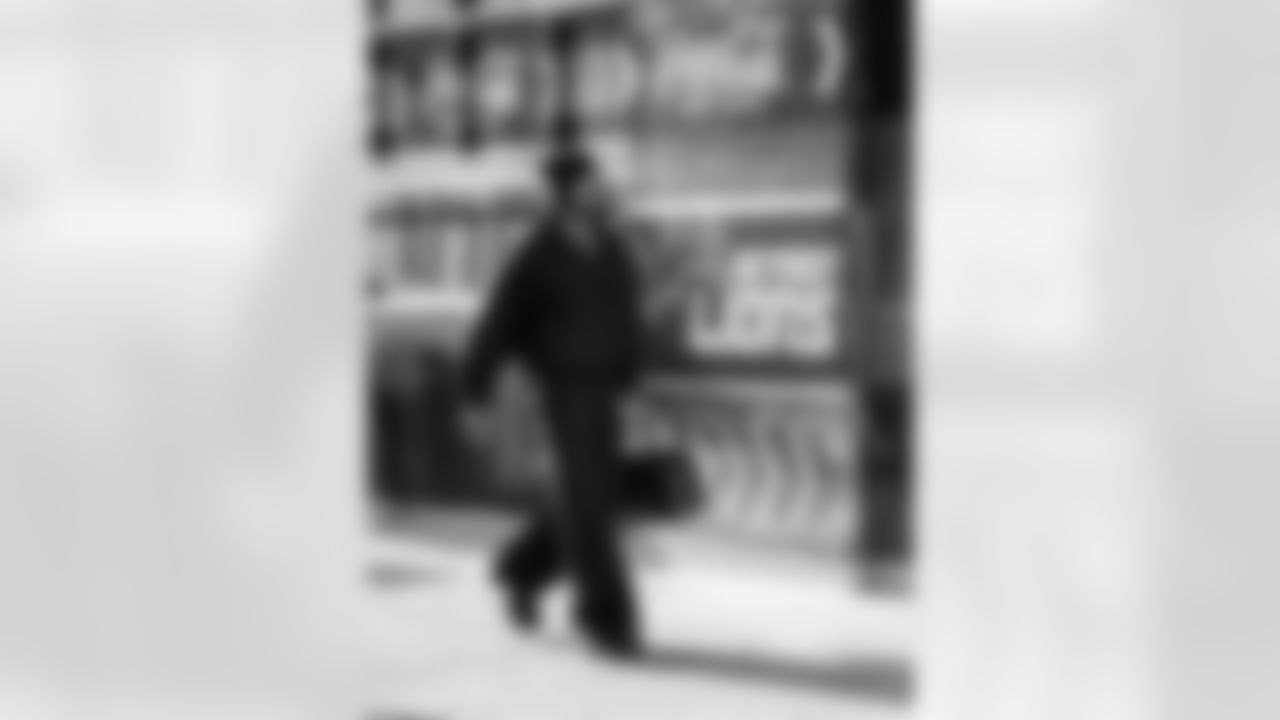 Detroit Lions edge rusher Al-Quadin Muhammad (96) arrives to an NFL football game against the New York Giants on Sunday, Nov. 23, 2025 in Detroit. (Jeff Nguyen/Detroit Lions via AP)