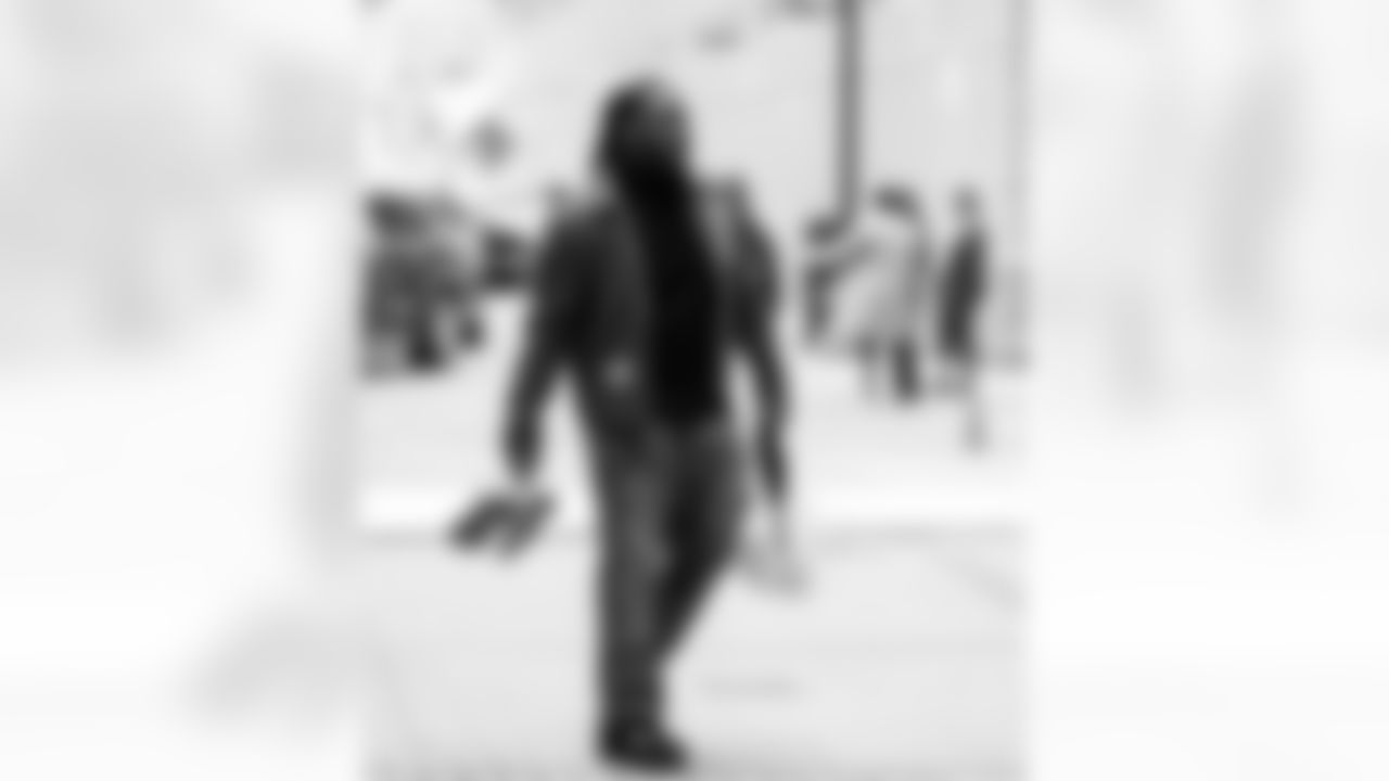 Detroit Lions defensive lineman Alim McNeill (54) arrives to an NFL football game against the Green Bay Packers on Thursday, Nov. 27, 2025 in Detroit. (Jeff Nguyen/Detroit Lions via AP)