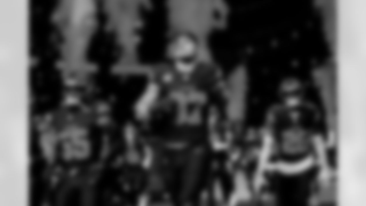 Detroit Lions edge rusher Aidan Hutchinson (97) before an NFL football game against the Tampa Bay Buccaneers on Monday, Oct. 20, 2025 in Detroit. (Jeff Nguyen/Detroit Lions via AP)