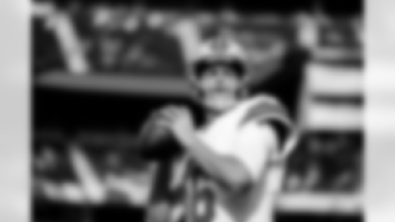 Detroit Lions quarterback Jared Goff (16) before an NFL football game against the Los Angeles Rams on Sunday, Dec. 14, 2025 in Inglewood, Calif. (Jeff Nguyen/Detroit Lions via AP)