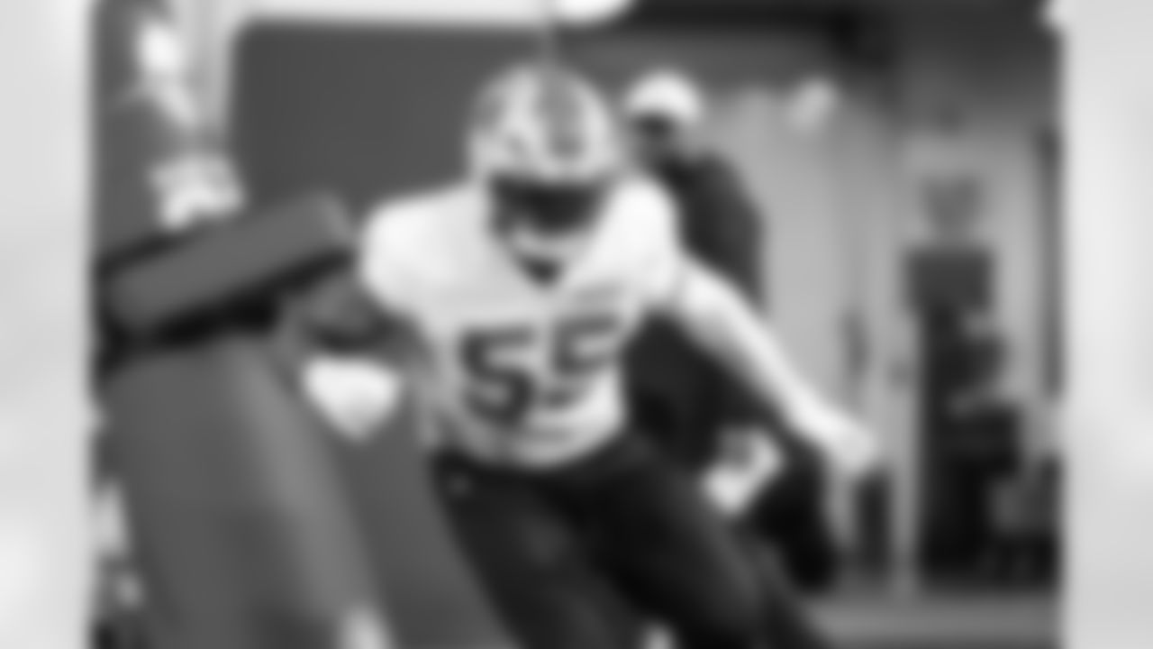 Detroit Lions linebacker Derrick Barnes (55) during practice at the Meijer Performance Center on Dec. 18, 2025 in Allen Park, Mich. (Jeff Nguyen/Detroit Lions)