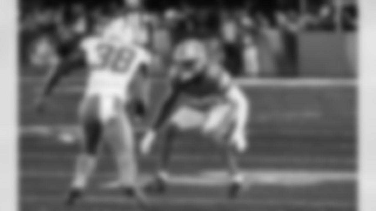 Detroit Lions cornerback Tyson Russell (35) during an NFL football game against the Los Angeles Chargers, Thursday, July 31, 2025, in Canton, Ohio. (Jeff Nguyen/Detroit Lions via AP)
