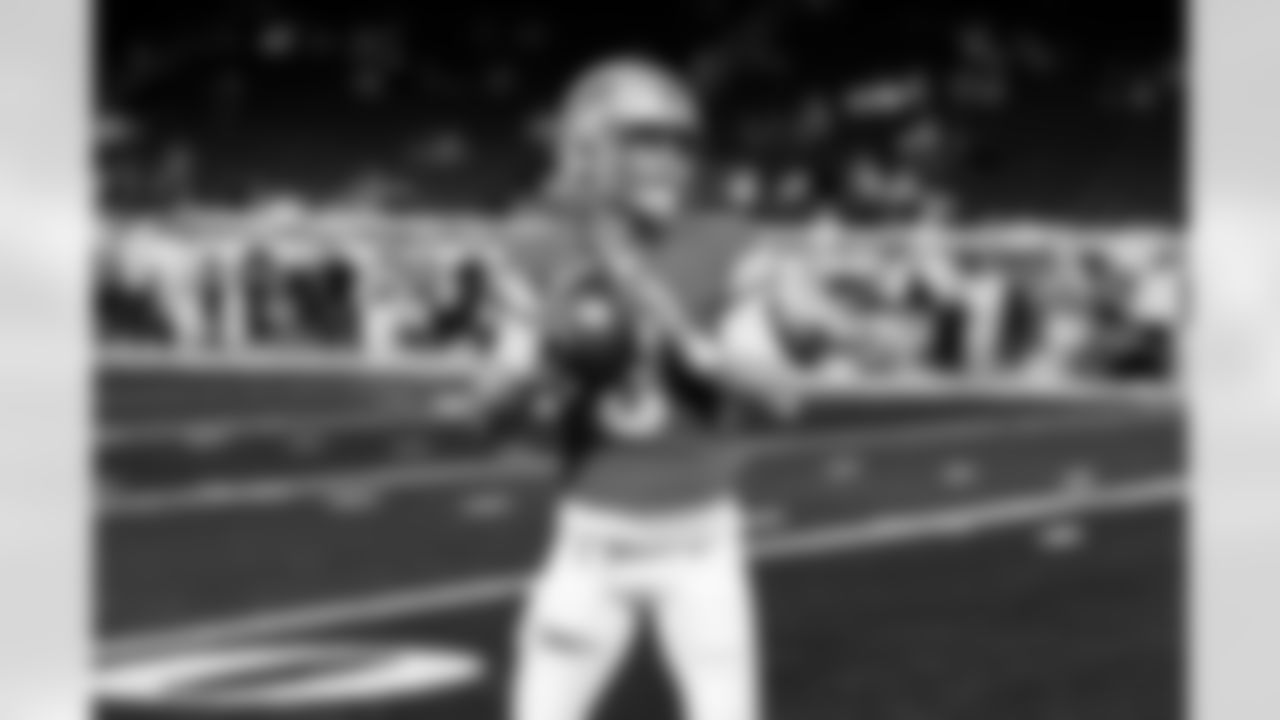 Detroit Lions quarterback Kyle Allen (8) before an NFL football game against the Houston Texans on Saturday, Aug. 23, 2025 in Detroit. (Jeff Nguyen/Detroit Lions via AP)