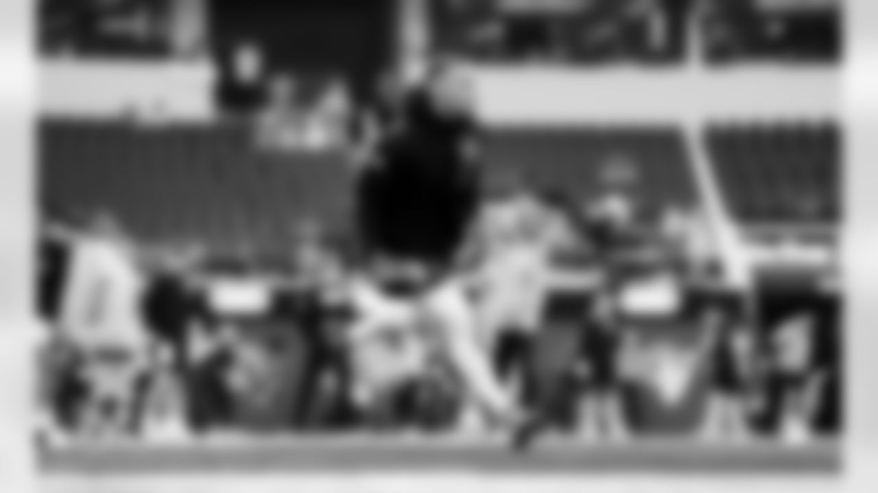 Detroit Lions wide receiver Amon-Ra St. Brown (14) before an NFL football game against the Los Angeles Rams on Sunday, Dec. 14, 2025 in Inglewood, Calif. (Jeff Nguyen/Detroit Lions via AP)