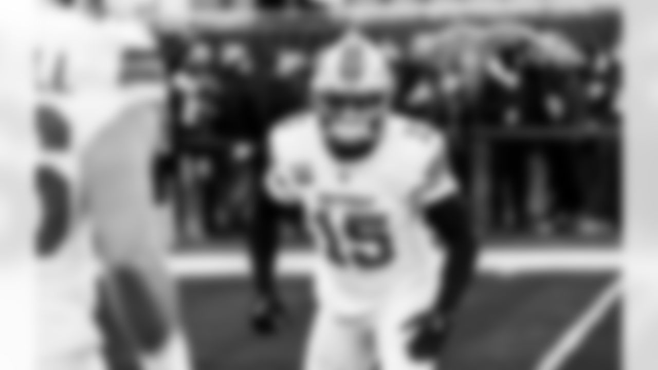 Detroit Lions linebacker Grant Stuard (15) before an NFL football game against the Chicago Bears on Sunday, Jan. 4, 2026 in Chicago. (Jeff Nguyen/Detroit Lions via AP)