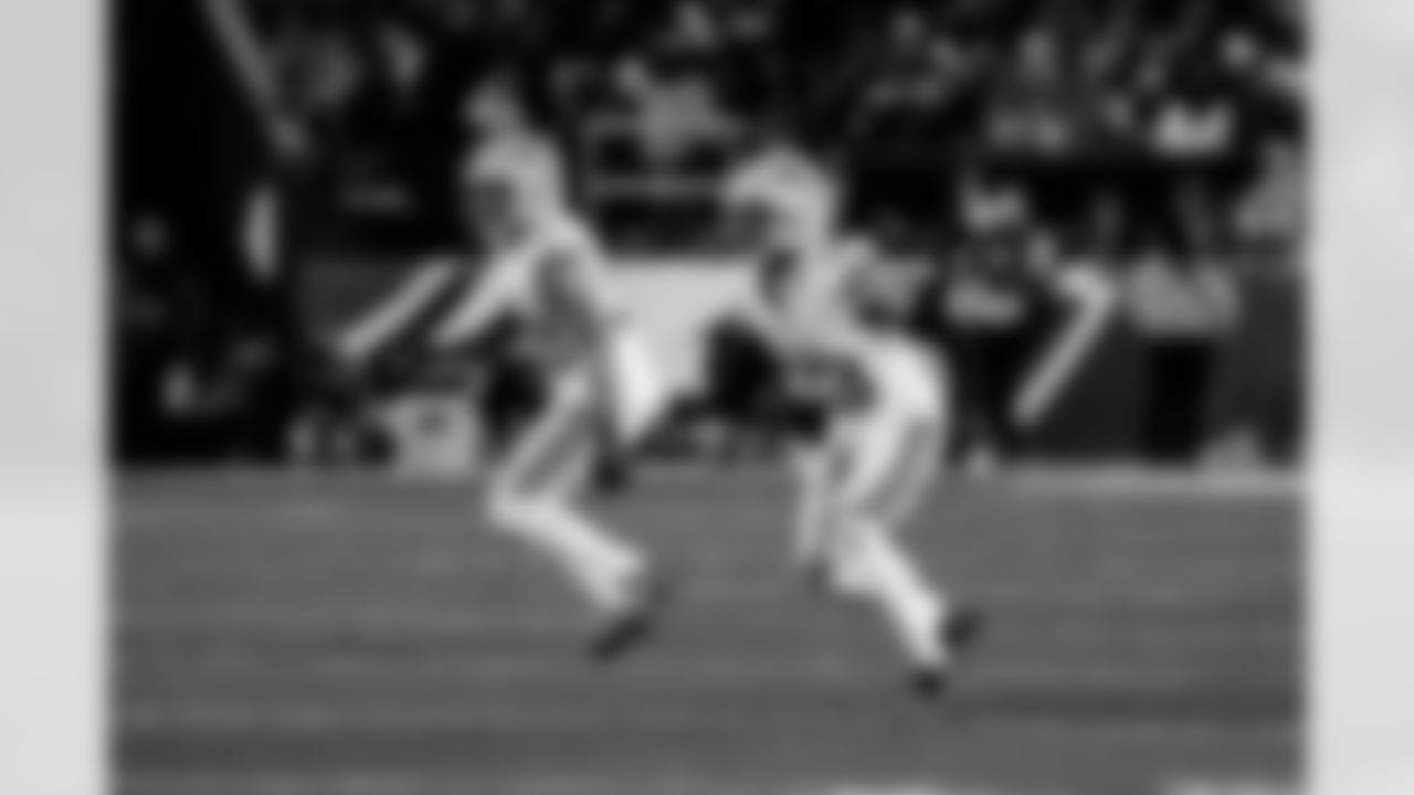 Detroit Lions defensive back Brian Branch (32) and Detroit Lions cornerback Rock Ya-Sin (23) during an NFL football game against the Philadelphia Eagles on Sunday, Nov. 16, 2025 in Philadelphia. (Jeff Nguyen/Detroit Lions via AP)