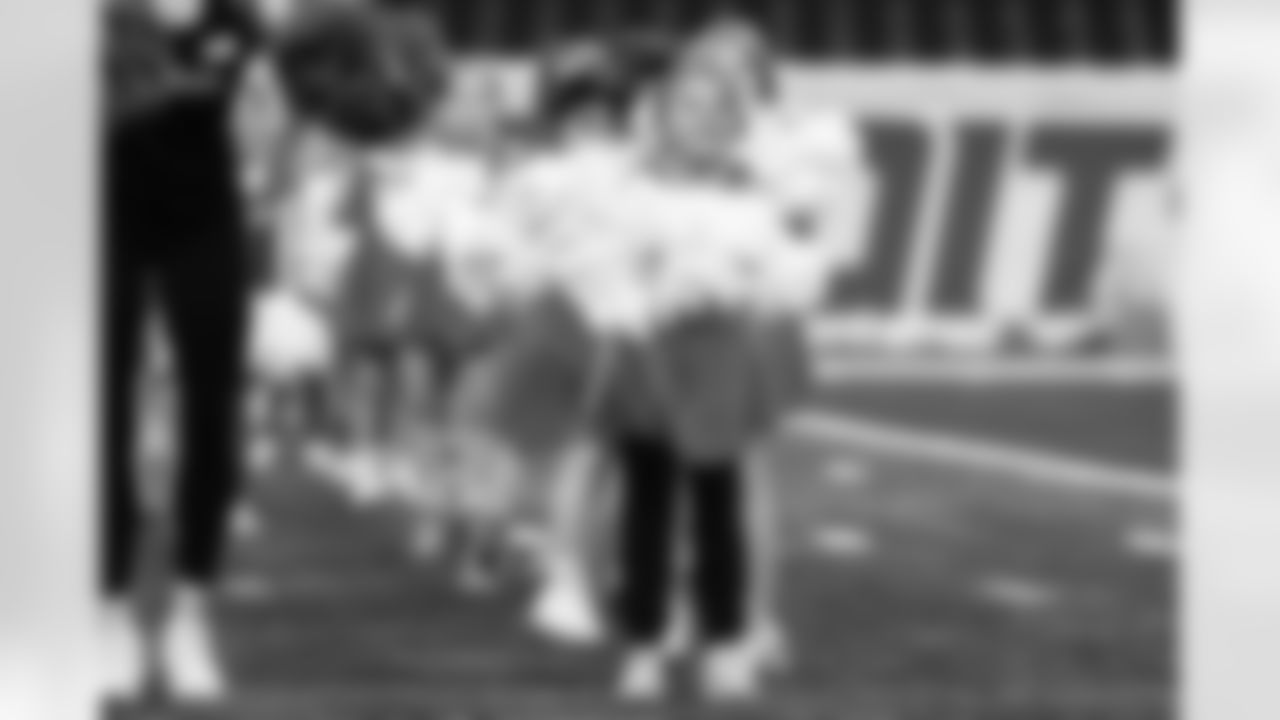 Participants during the junior cheer clinic at Ford Field on Dec. 7, 2025 in Detroit. (Mike Ferdinande/Detroit Lions)