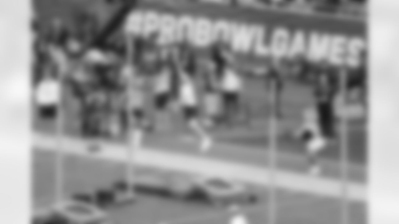 Detroit Lions defensive lineman Aidan Hutchinson (97) during the 2024 Pro Bowl Games in Orlando, FL on February 4, 2024. (Jeff Nguyen/Detroit Lions via AP)